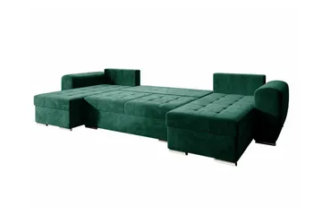 Listowel 4-seter U-formet Hjørnesovesofa med Oppbevaring i Fløyel - Blå - Møbler - Sofaer - Sovesofaer - Sovesofa divan