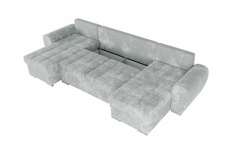 Listowel 4-seter U-formet Hjørnesovesofa med Oppbevaring i Fløyel - Blå - Møbler - Sofaer - Sovesofaer - Sovesofa divan