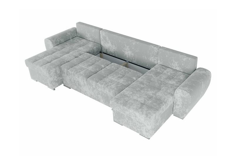 Listowel 4-seter U-formet Hjørnesovesofa med Oppbevaring i Fløyel - Grå - Møbler - Sofaer - Sovesofaer - Sovesofa divan