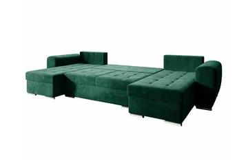 Listowel 4-seter U-formet Hjørnesovesofa med Oppbevaring i Fløyel - Grå - Møbler - Sofaer - Sovesofaer - Sovesofa divan