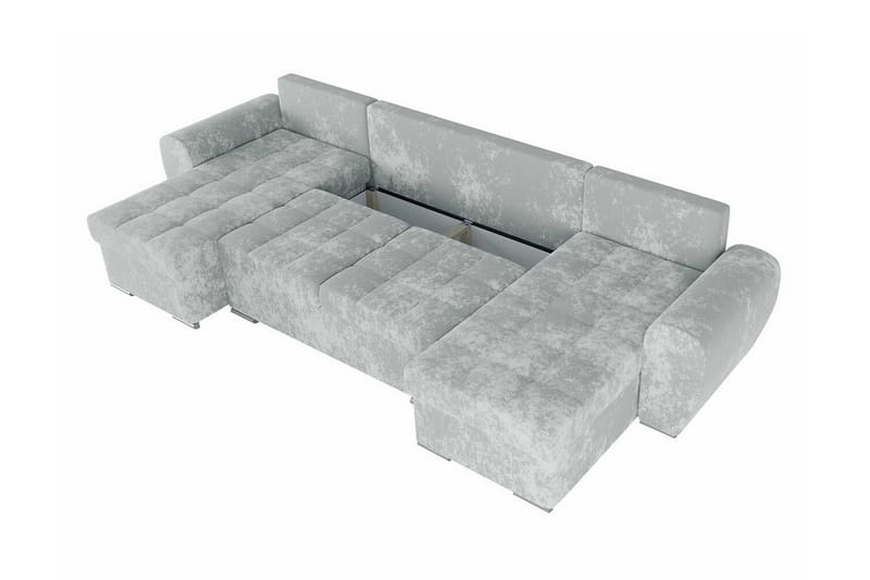 Listowel 4-seter U-formet Hjørnesovesofa med Oppbevaring i Fløyel - Gul - Møbler - Sofaer - Sovesofaer - Sovesofa divan