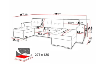 Listowel 4-seters Hjørnesovesofa - Møbler - Sofaer - Sovesofaer - Hjørnesovesofa