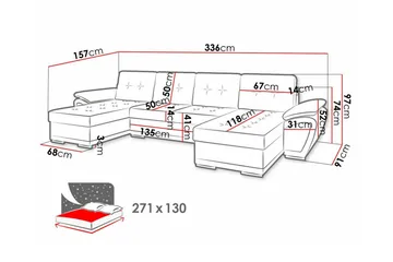 Listowel 4-sits Hörnbäddsoffa NO_BRAND Dark grey/Light grey - Møbler - Sofaer - Sovesofaer - Sovesofa divan