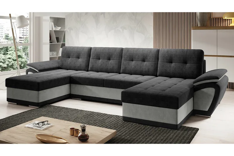 Listowel 4-sits Hörnbäddsoffa NO_BRAND Dark grey/Light grey - Møbler - Sofaer - Sovesofaer - Sovesofa divan