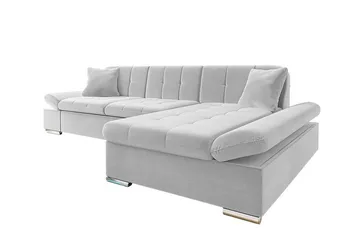 Lomux 3-seter Høyre Hjørnesovesofa 129x240 cm med Oppbevaring i Stoff - Grå - Møbler - Sofaer - Sovesofaer - Sovesofa divan