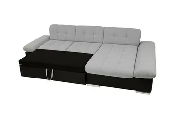 Lomux 3-seters Venstre Hjørnesovesofa 129x240 cm med Oppbevaring i Stoff - Grå - Møbler - Sofaer - Sovesofaer - Sovesofa divan