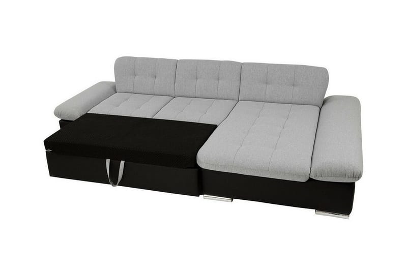 Lomux 3-seters Venstre Hjørnesovesofa 129x240 cm med Oppbevaring i Stoff - Grå - Møbler - Sofaer - Sovesofaer - Sovesofa divan