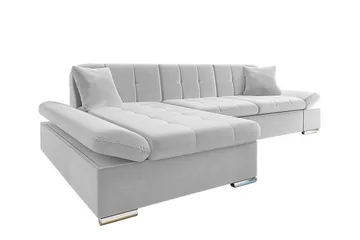 Lomux 3-seters Venstre Hjørnesovesofa 129x240 cm med Oppbevaring i Stoff - Grå - Møbler - Sofaer - Sovesofaer - Sovesofa divan
