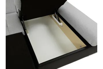 Lomux 3-seters Venstre Hjørnesovesofa 129x240 cm med Oppbevaring i Stoff - Grå - Møbler - Sofaer - Sovesofaer - Sovesofa divan
