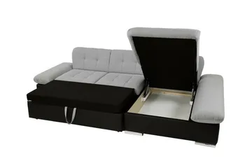 Lomux 3-seters Venstre Hjørnesovesofa 129x240 cm med Oppbevaring i Stoff - Grå - Møbler - Sofaer - Sovesofaer - Sovesofa divan