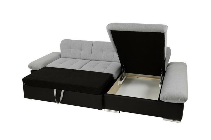 Lomux 3-seters Venstre Hjørnesovesofa 129x240 cm med Oppbevaring i Stoff - Grå - Møbler - Sofaer - Sovesofaer - Sovesofa divan