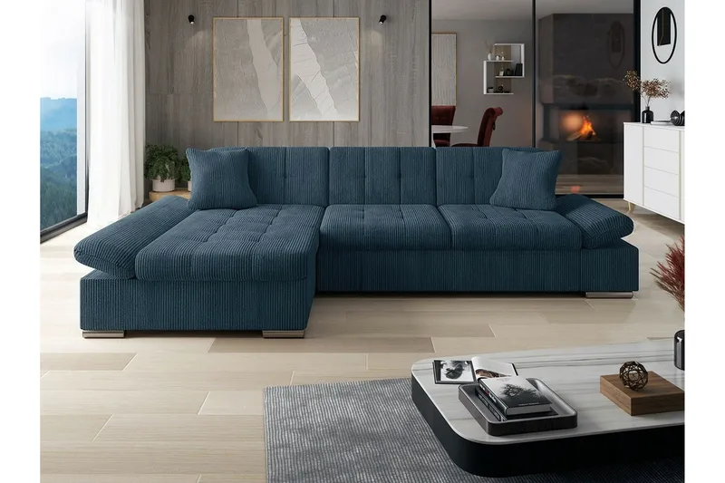 Lomux 3-sits Hörnbäddsoffa blue - Møbler - Sofaer - Sovesofaer - Langsgående sovesofa