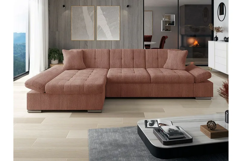 Lomux 3-sits Hörnbäddsoffa Brown - Møbler - Sofaer - Sovesofaer - Hjørnesovesofa