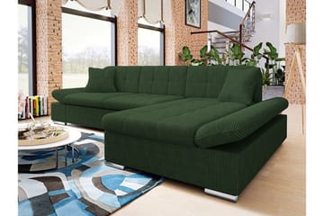 Lomux 3-sits Hörnbäddsoffa Dark green - Møbler - Sofaer - Sovesofaer - Langsgående sovesofa