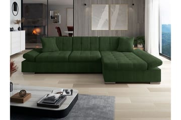 Lomux 3-sits Hörnbäddsoffa Dark green - Møbler - Sofaer - Sovesofaer - Langsgående sovesofa