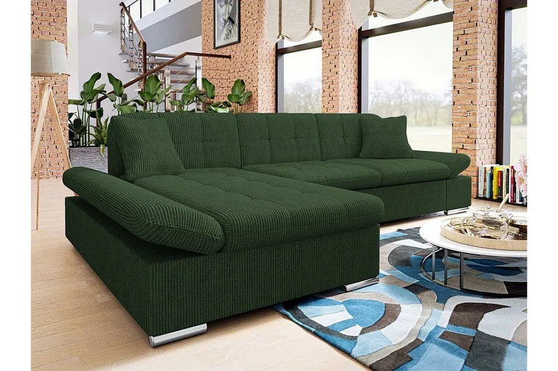 Lomux 3-sits Hörnbäddsoffa Dark green - Møbler - Sofaer - Sovesofaer - Sovesofa divan