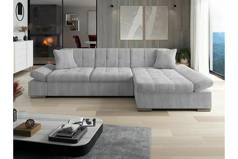 Lomux 3-sits Hörnbäddsoffa Light grey/Dark grey - Møbler - Sofaer - Sovesofaer - Langsgående sovesofa