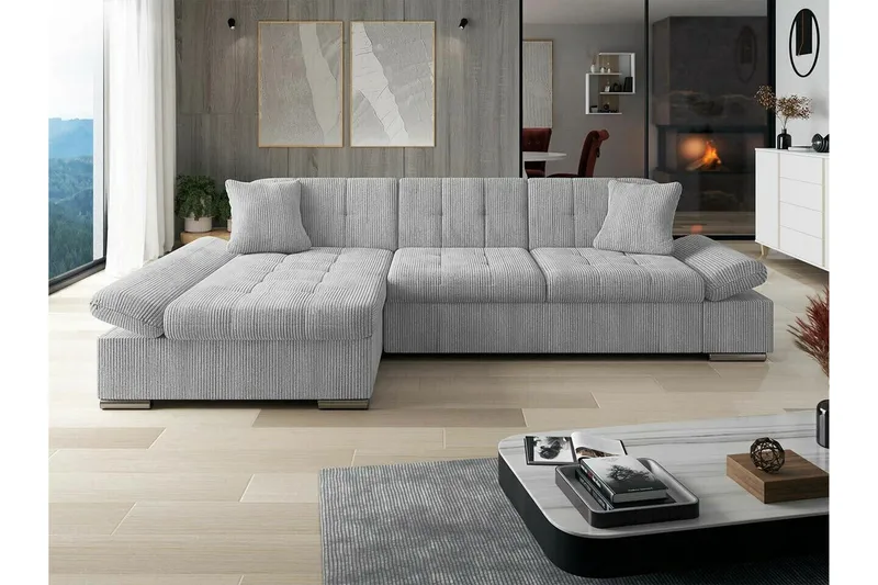 Lomux 3-sits Hörnbäddsoffa Ljusgrå - Møbler - Sofaer - Sovesofaer - Hjørnesovesofa