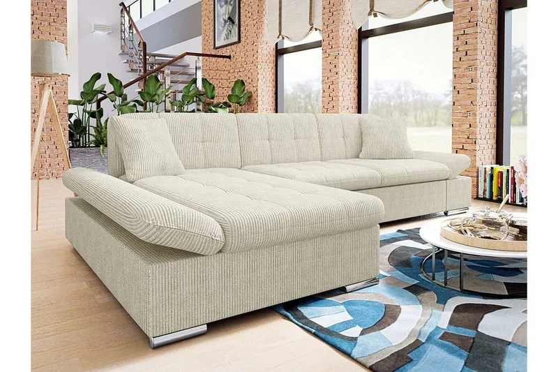 Lomux 3-sits Hörnbäddsoffa NO_BRAND beige - Møbler - Sofaer - Sovesofaer - Sovesofa divan