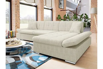 Lomux 3-sits Hörnbäddsoffa NO_BRAND Beige/Light beige - Møbler - Sofaer - Sovesofaer - Sovesofa divan