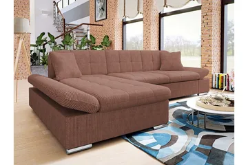 Lomux 3-sits Hörnbäddsoffa NO_BRAND Brown - Møbler - Sofaer - Sovesofaer - Hjørnesovesofa