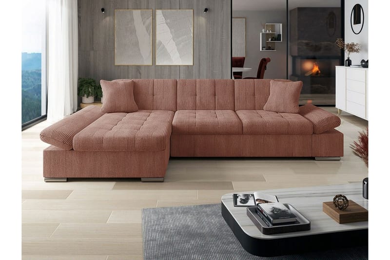 Lomux 3-sits Hörnbäddsoffa NO_BRAND Brown - Møbler - Sofaer - Sovesofaer - Hjørnesovesofa