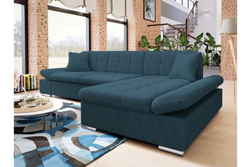 Lomux 3-sits Hörnbäddsoffa NO_BRAND Dark blue - Møbler - Sofaer - Sovesofaer - Langsgående sovesofa