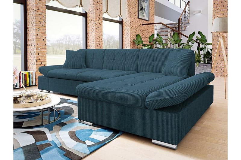 Lomux 3-sits Hörnbäddsoffa NO_BRAND Dark blue - Møbler - Sofaer - Sovesofaer - Langsgående sovesofa