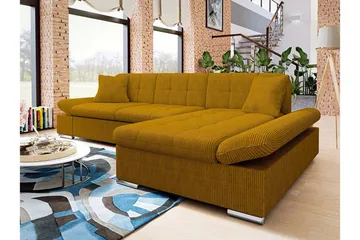 Lomux 3-sits Hörnbäddsoffa NO_BRAND Dark yellow - Møbler - Sofaer - Sovesofaer - Hjørnesovesofa