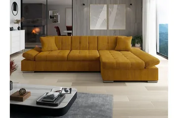 Lomux 3-sits Hörnbäddsoffa NO_BRAND Dark yellow - Møbler - Sofaer - Sovesofaer - Hjørnesovesofa