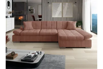 Lomux 3-sits Hörnbäddsoffa NO_BRAND Light brown - Møbler - Sofaer - Sovesofaer - Hjørnesovesofa