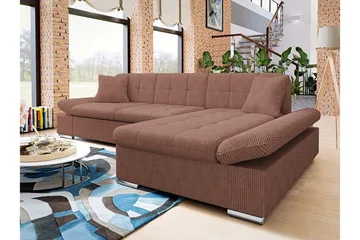 Lomux 3-sits Hörnbäddsoffa NO_BRAND Light brown - Møbler - Sofaer - Sovesofaer - Hjørnesovesofa