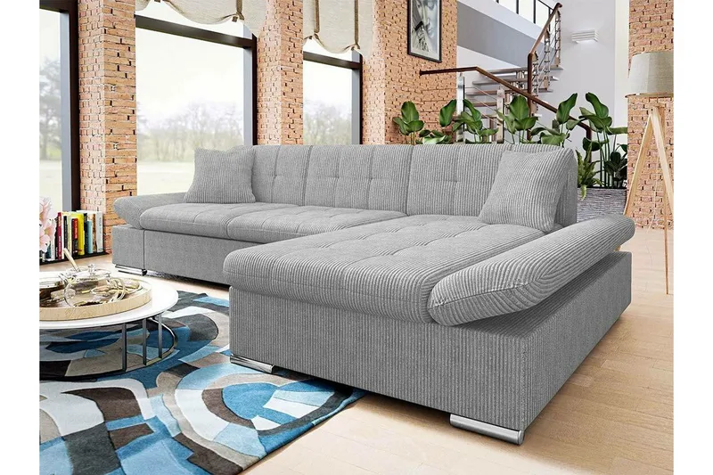 Lomux 3-sits Hörnbäddsoffa NO_BRAND Light grey/Dark grey - Møbler - Sofaer - Sovesofaer - Langsgående sovesofa
