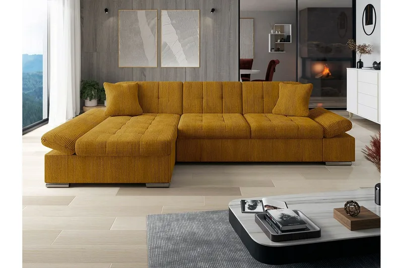 Lomux 3-sits Hörnbäddsoffa Yellow - Møbler - Sofaer - Sovesofaer - Hjørnesovesofa