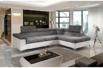 Madalene Hjørnesovesofa - Grå/Hvit - Møbler - Sofaer - Sovesofaer - Hjørnesovesofa