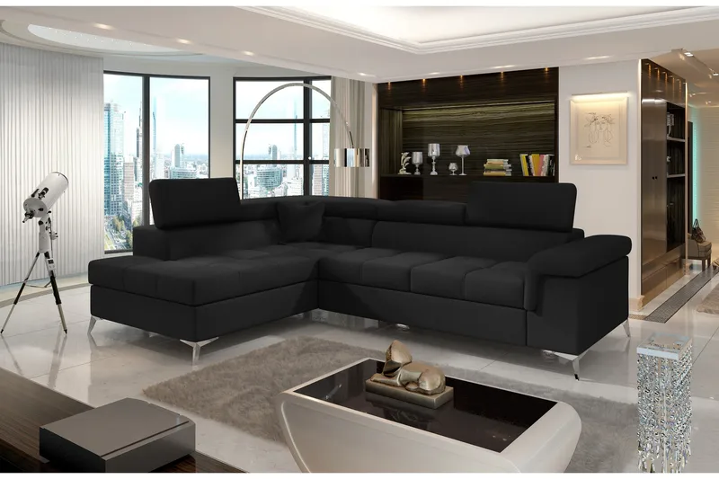 Madalene Hjørnesovesofa - Svart - Møbler - Sofaer - Sofaer med sjeselong - 4 seters sofa med divan