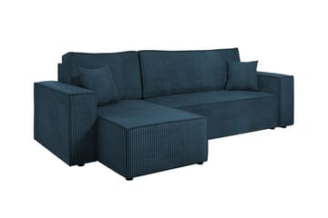 Magston 3-seter Venstre Hjørnesovesofa 125x200 cm med Oppbevaring i Kordfløyel - Blå - Møbler - Sofaer - Sovesofaer - Sovesofa divan