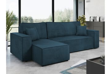 Magston 3-seter Venstre Hjørnesovesofa 125x200 cm med Oppbevaring i Kordfløyel - Blå - Møbler - Sofaer - Sovesofaer - Sovesofa divan