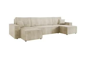 Magston 4-seter Hjørnesovesofa 130x266 cm med Oppbevaring i Manchesterstoff - Beige - Møbler - Sofaer - Sovesofaer - Sovesofa divan