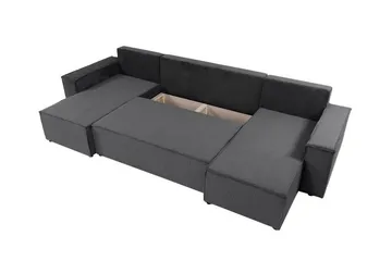Magston 4-seter Hjørnesovesofa 130x266 cm med Oppbevaring i Manchesterstoff - Blå - Møbler - Sofaer - Sovesofaer - Sovesofa divan