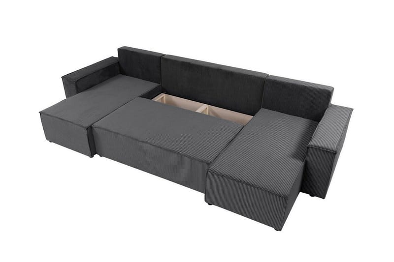 Magston 4-seter Hjørnesovesofa 130x266 cm med Oppbevaring i Manchesterstoff - Blå - Møbler - Sofaer - Sovesofaer - Sovesofa divan