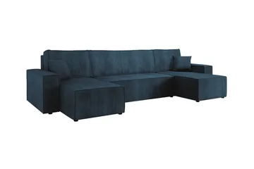 Magston 4-seter Hjørnesovesofa 130x266 cm med Oppbevaring i Manchesterstoff - Blå - Møbler - Sofaer - Sovesofaer - Sovesofa divan