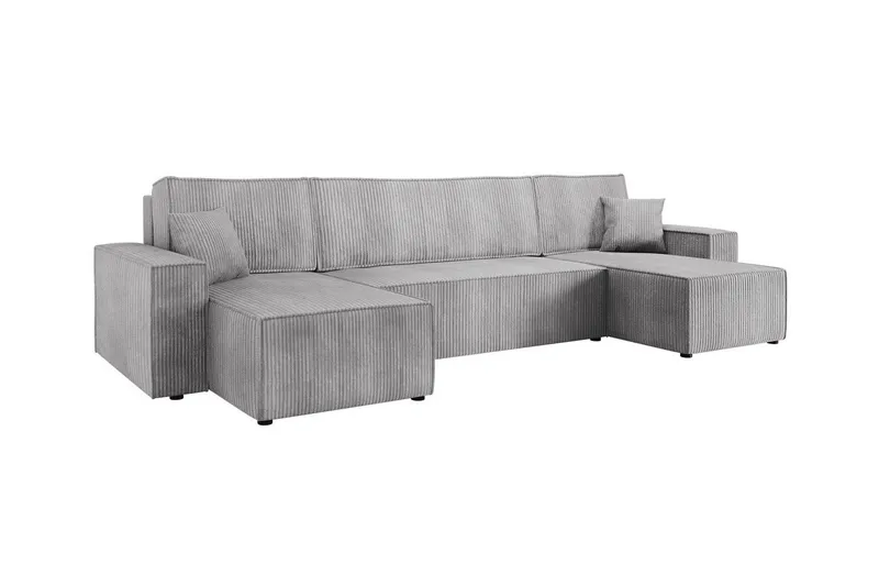 Magston 4-seter Hjørnesovesofa 130x266 cm med Oppbevaring i Manchesterstoff, Grå