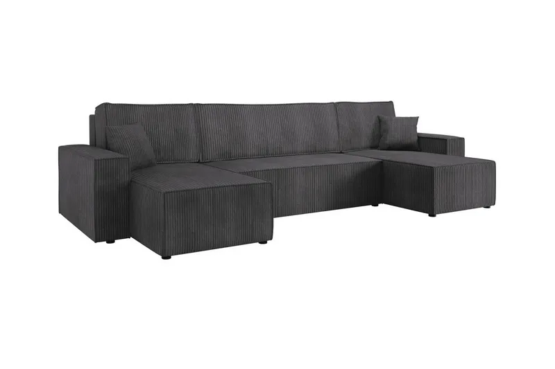 Magston 4-seter Hjørnesovesofa 130x266 cm med Oppbevaring i Manchesterstoff, Grå