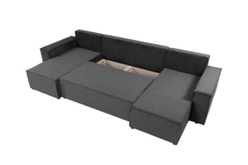 Magston 4-seter Hjørnesovesofa 130x266 cm med Oppbevaring i Manchesterstoff - Grå - Møbler - Sofaer - Sovesofaer - Sovesofa divan