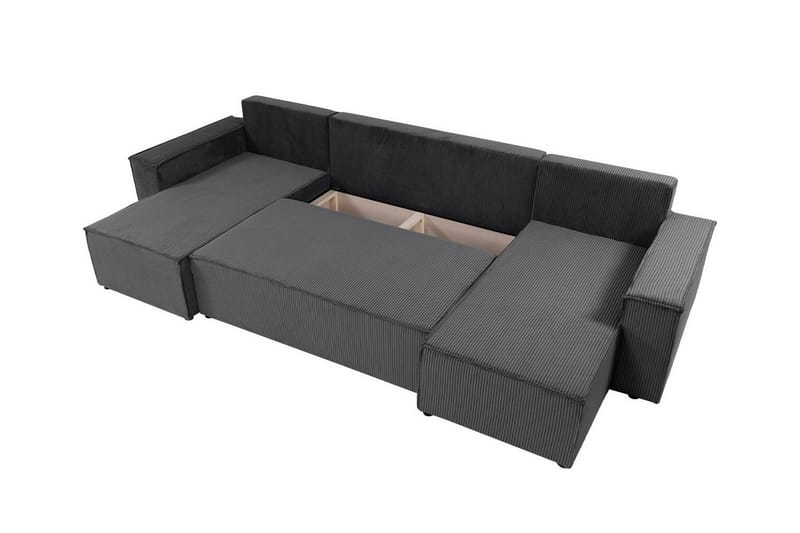 Magston 4-seter Hjørnesovesofa 130x266 cm med Oppbevaring i Manchesterstoff - Grå - Møbler - Sofaer - Sovesofaer - Sovesofa divan