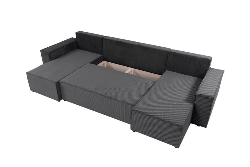 Magston 4-seter Hjørnesovesofa 130x266 cm med Oppbevaring i Manchesterstoff - Grå - Møbler - Sofaer - Sovesofaer - Sovesofa divan