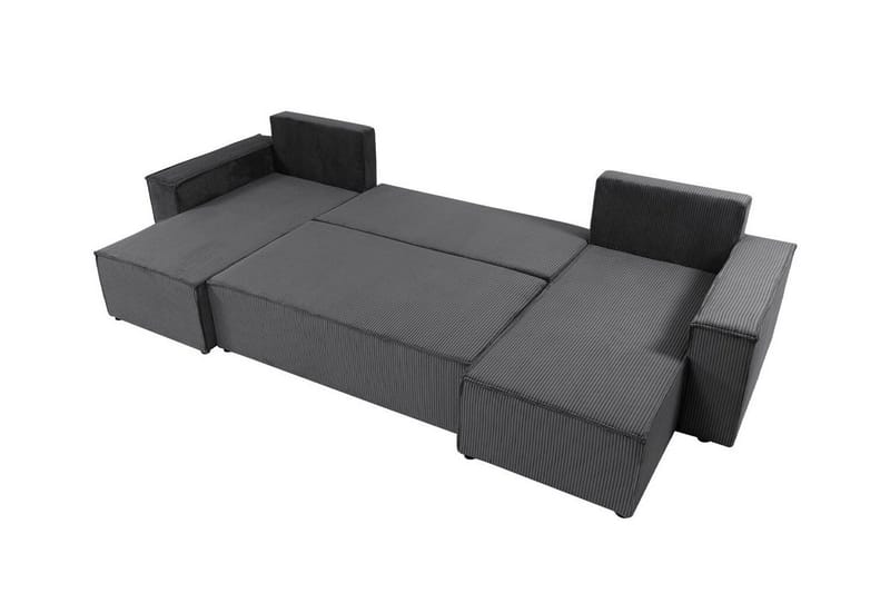 Magston 4-seter Hjørnesovesofa 130x266 cm med Oppbevaring i Manchesterstoff - Grå - Møbler - Sofaer - Sovesofaer - Sovesofa divan
