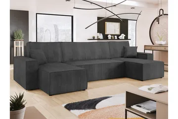 Magston 4-seter Hjørnesovesofa 130x266 cm med Oppbevaring i Manchesterstoff - Grå - Møbler - Sofaer - Sovesofaer - Sovesofa divan