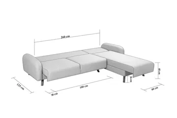 Malkiat 3-seter Høyre L-formet Hjørnesovesofa i Stoff med Tremben - Blå - Møbler - Sofaer - Sovesofaer - Sovesofa divan